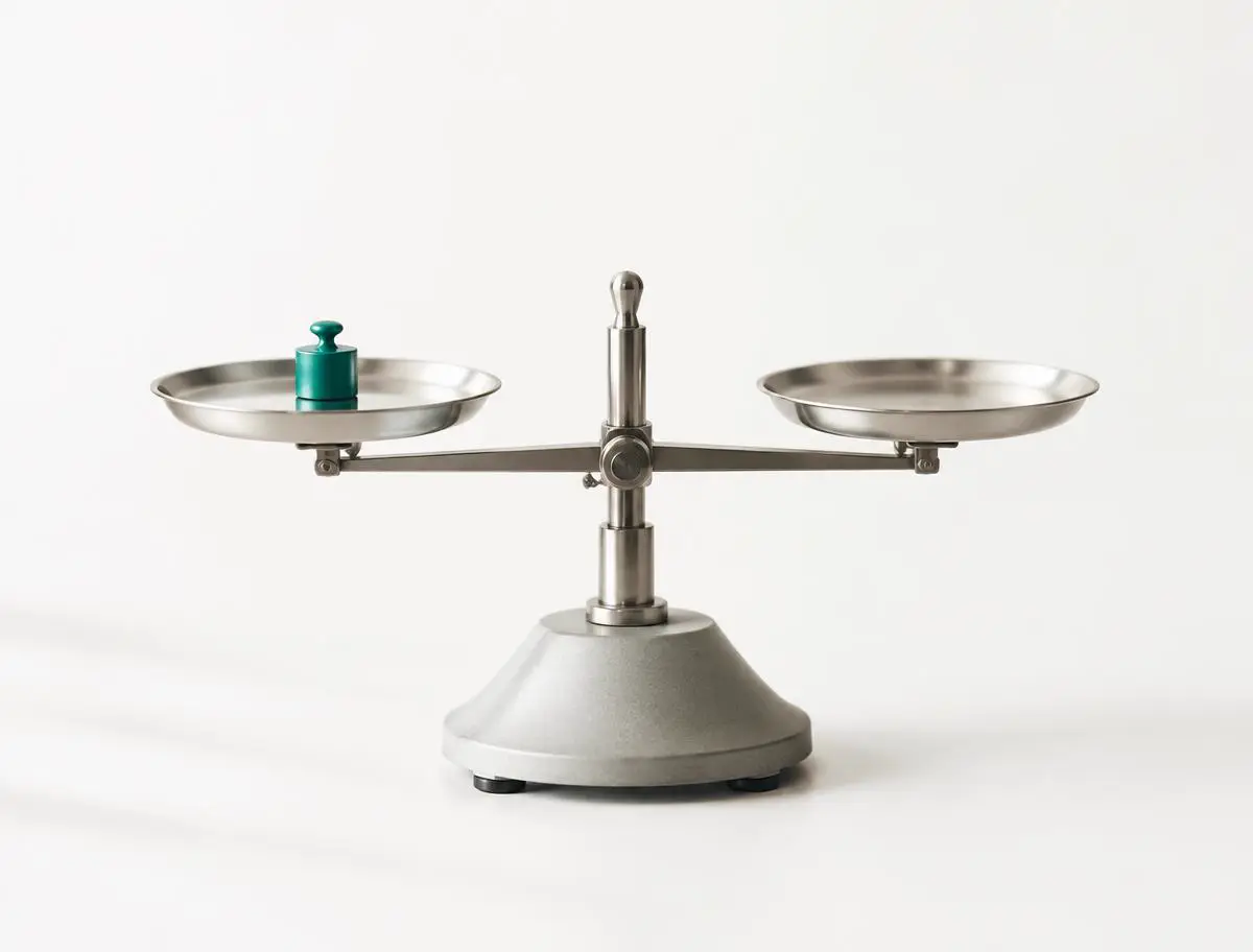 Balance de précision avec un petit poids, en équilibre